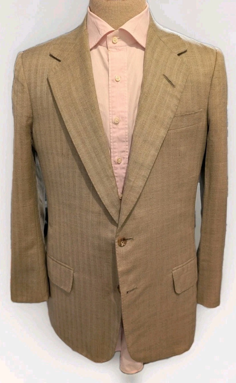 Edgar Pomeroy Bespoke Beige Two Button Blazer Her… - image 1