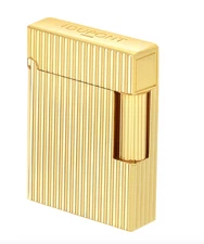 S.T Dupont Line 1 Perfect Ping Lighter Gold Vertical Lines, C14020, New In Box