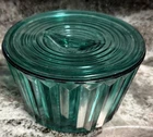 Vintage Jeanette Glass Ultramarine Jenny Ware Round 5" Refrigerator Dish & Lid