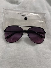 Quay Australia Sunglasses x Desi Perkins Black Metal Mauve Lens Vivienne Mini