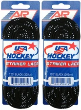 A&R Sports USA Hockey Striker Laces, Non-Waxed 120" - Black (2-Pack)