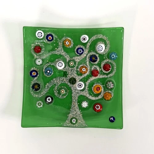 Murano Millefiori, Tree of Life Glass, Italy 4.3 x 4.3"