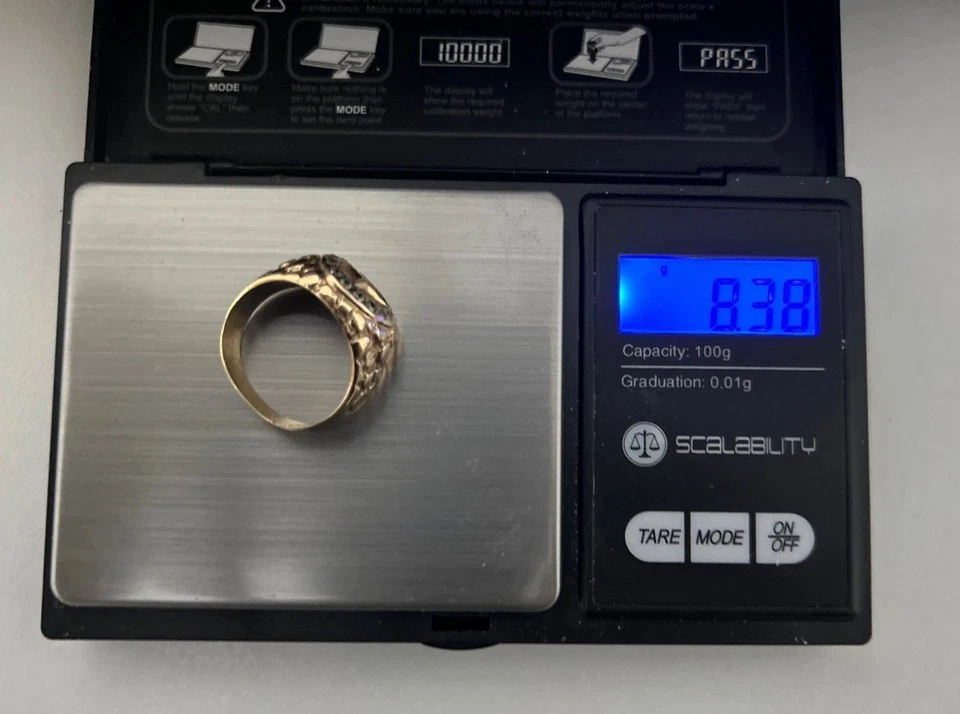 Luxury 9ct Solid Gold Mercedes Benz Ring 8.3g – Men’s Signet with CZ Stones - Image 3 of 4