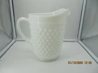 Vintage Anchor Hocking HOBNAIL White Milk Glass 65 oz Pitcher 8x8" Excellent