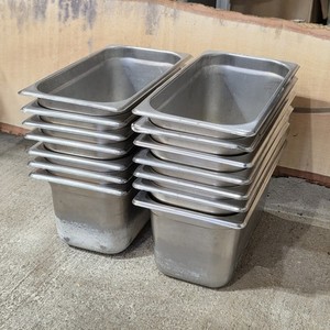 Set of 14 Stainless Steel Steam Table Insert Pans 1/3 or Third x 6" NSF Used