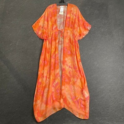 GUESS Floral Print Long Kimono Dress Women's Size XS Shaded Flower