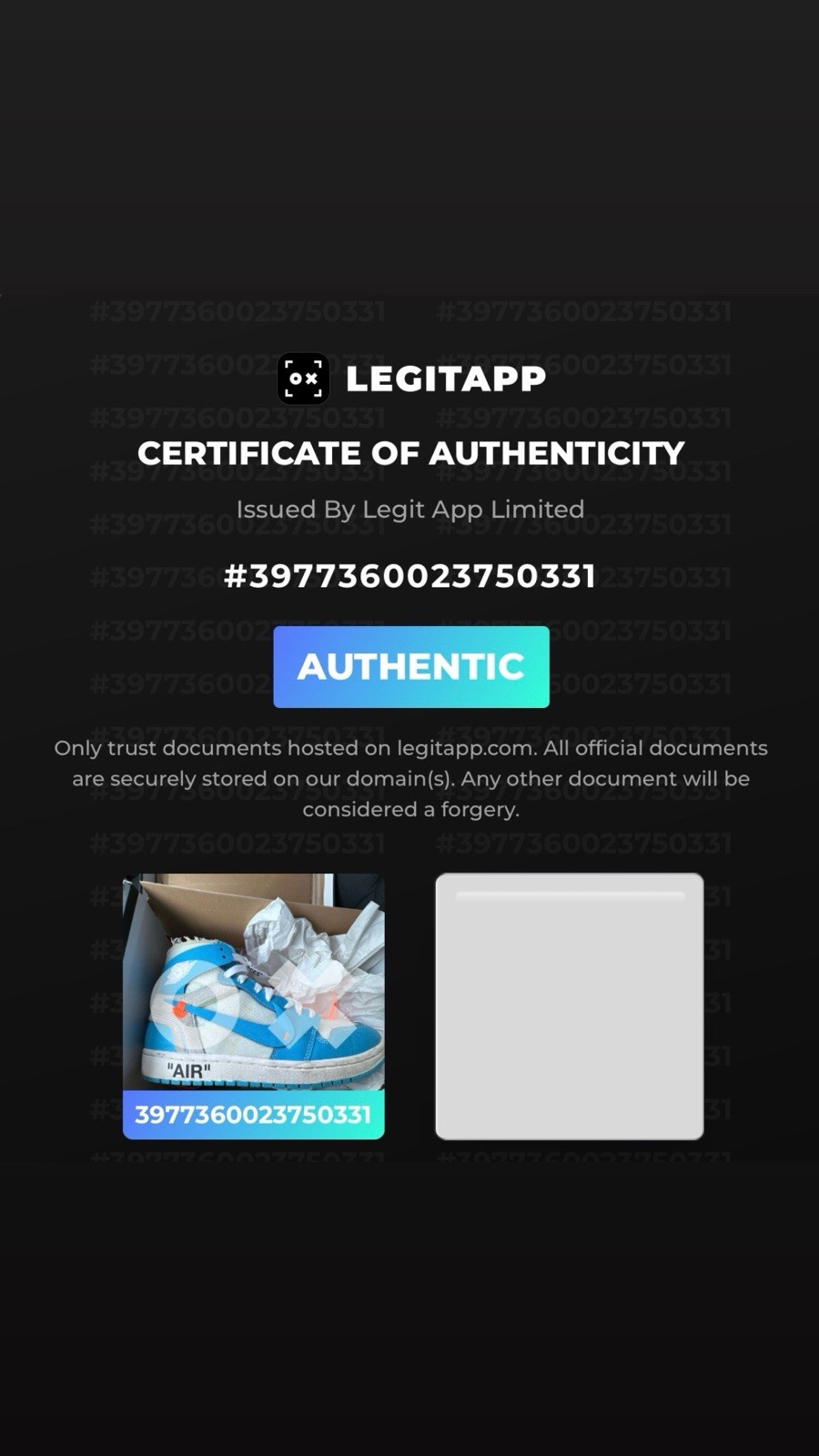 Air Jordan 1 Retro OG x Off-White High UNC. Pre Owned Size 8.5 / AQ0818-148. thumbnail 12