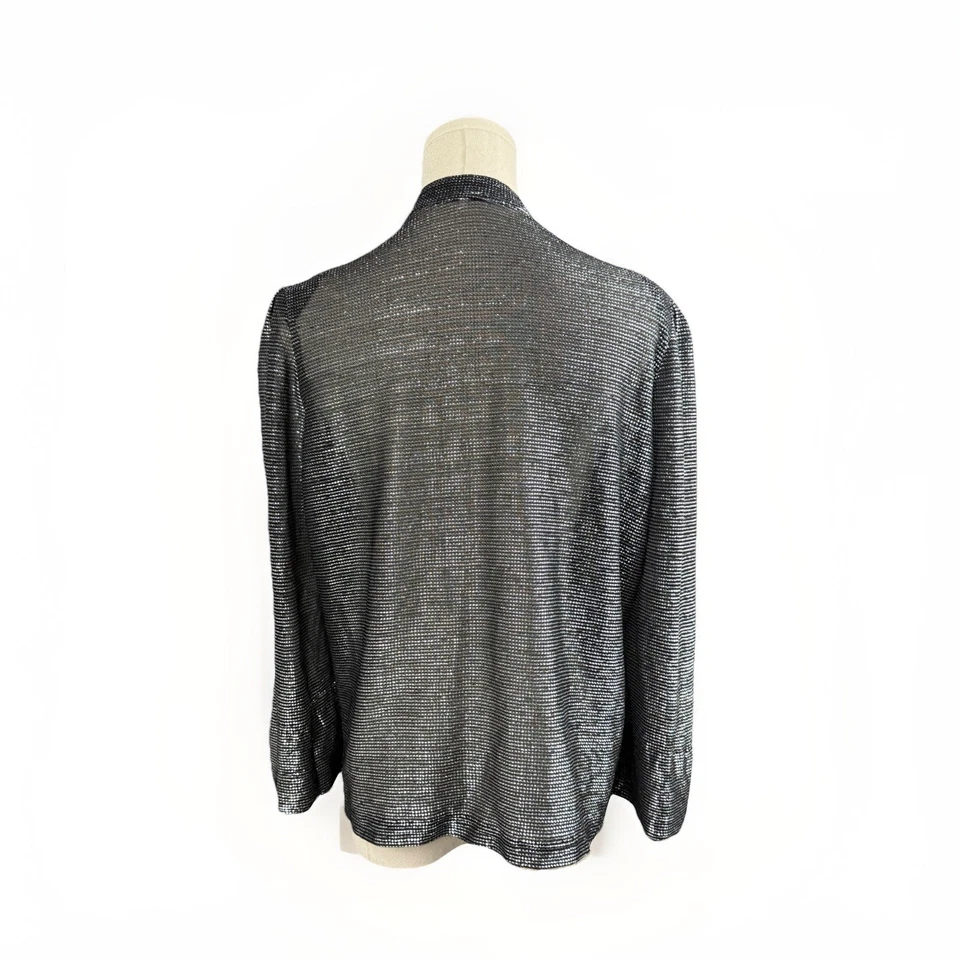 Blazer De Colección Metálico Malla Transparente Mujer S/M Negro Brillo Fiesta Club Rave Año Nuevo Elegante Foto 4 de 4