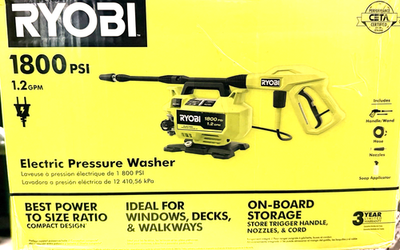 #ad 1800 PSI 1.2 GPM Cold Water Corded Electric Pressure Washer Model # RY141803 $65.00