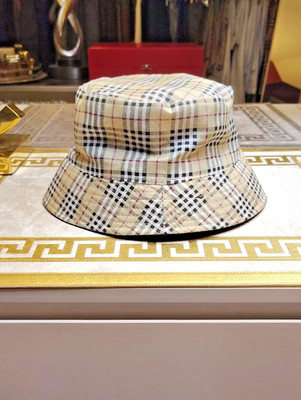 Beige Plaid Bucket Hat - Classic Check Pattern 