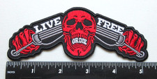 LIVE FREE OR DIE SKULL MOTORCYCLES BIKERS JACKET VEST EMBROIDERED IRON ON PATCH