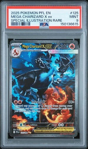 2025 POKEMON PFL SPECIAL ILLUSTRATION RARE #125 MEGA CHARIZARD X EX PSA 9