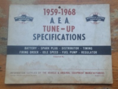 1959-1968 A. E. A. Tune-up Specifications Charts