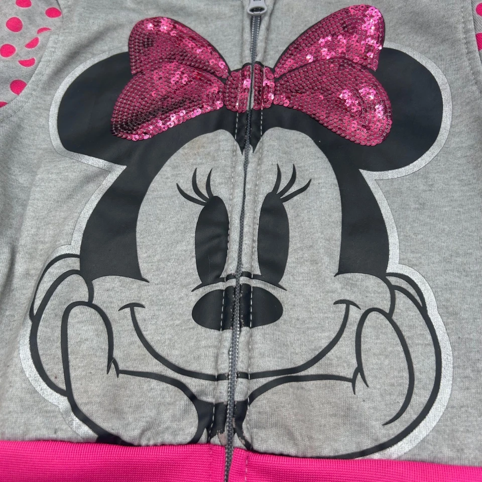 Disney Minnie Mouse Niñas Cremallera Sudadera con Capucha Chaqueta con Orejas Rosa Lunares Talla 3T Foto 4 de 4