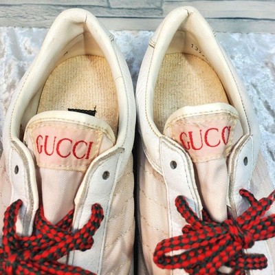 Rare GUCCI 23cm White Leather Sherry Line Low-Top Sneakers Vintage Rare GUCCI 23cm White Leather Sherry Line Low-Top Sneakers Vintage