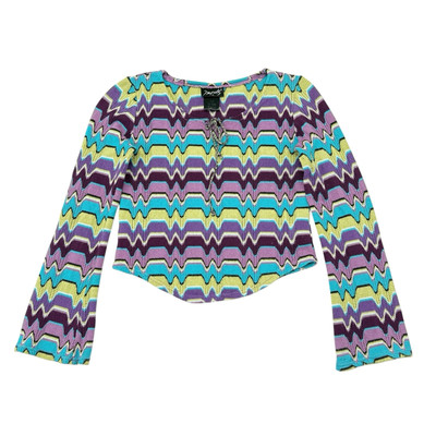 Vintage Y2K Crop Top Size XS Impuls Festival Crochet Funky Psychedelic Hippie