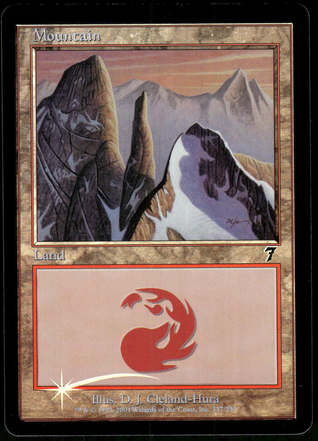 1x Foil Mountain (337) - 7th Edition - NM - MTG