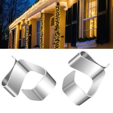 Christmas Light Clips, Nickel Plated Christmas Light Gutter Hooks for Hanging...