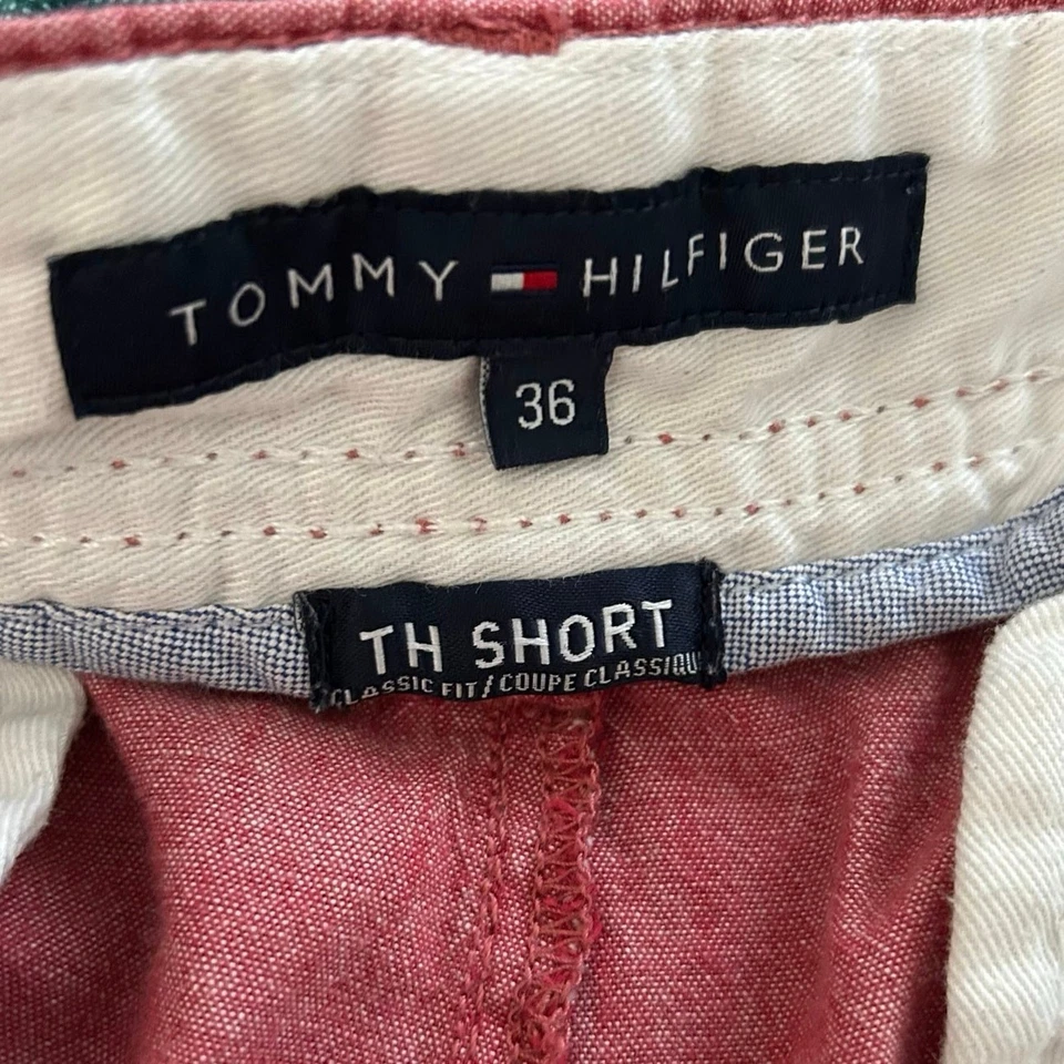 Шорты повседневные мужские Tommy Hilfiger классический крой шамбре красные опрятные классический размер 36 - Изображение 4 из 4