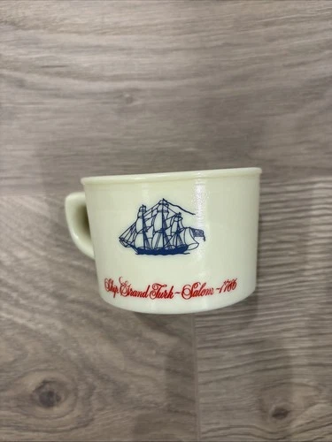 Vintage Old Spice Shulton Milk Glass Shaving Mug Dual Ships Grand Turk 1786...