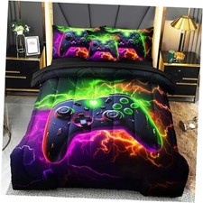 Twin Gamer Bedding Sets for Boys Teen, 4 Pcs Gaming Twin Twin-4pcs Purple