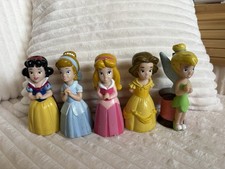 Disney Princess Bath Toys Vinyl Figure (6) Cinderella, Sleeping Beauty, Tinker
