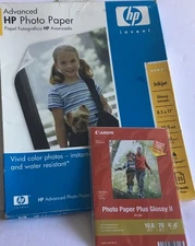 HP, Inkjet Photo paper, large and small.