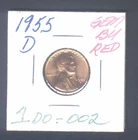 1955 -D LINCOLN Cent  NICE DOUBLED DIE OBVERSE # 002