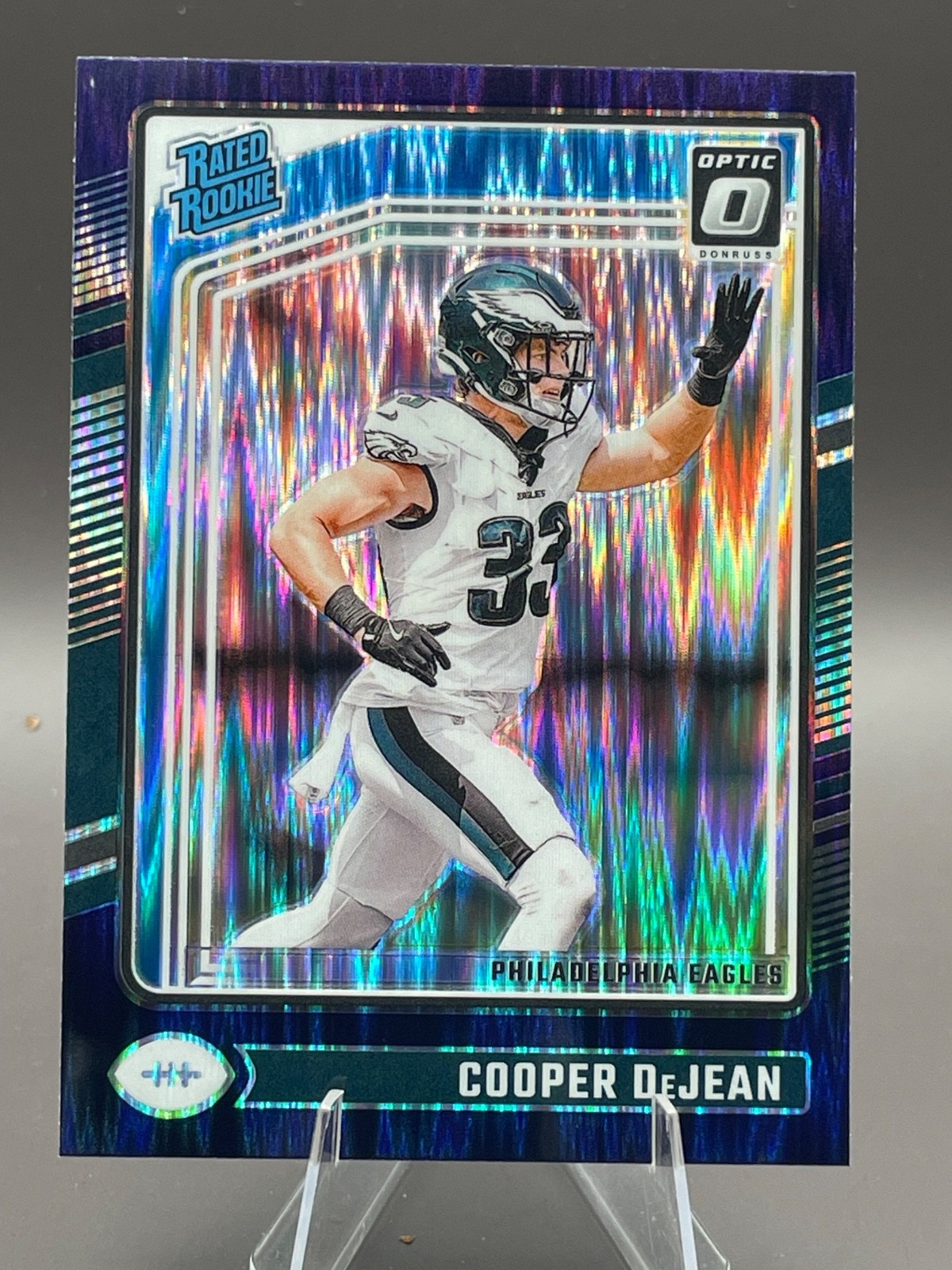 2024 Optic COOPER DeJEAN (RC) Rated Rookie Purple Shock Prizm #221 Eagles