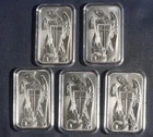 FIVE (5) SCOTTSDALE ARCHANGEL 1 OZ .999 SILVER BAR ( 5 OZ TOTAL)  LOT 160337