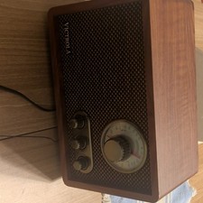 Victrola VRS-2800 AM/FM Bluetooth Radio Wood Cabinet Brown Tone Control