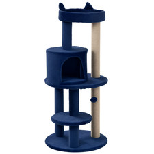 Image of PawHut 4 Tiers 104cm Cat Tree w/ Scratching Posts Perches Hanging Ball, Blue