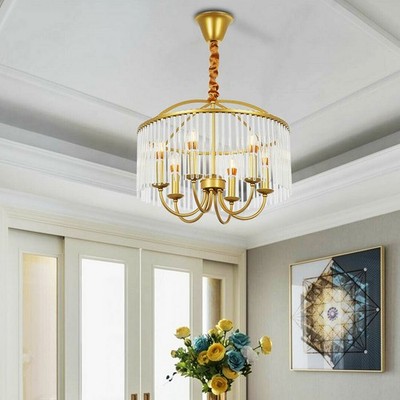 40W 6-light Ceiling Light Fixture 20*16.9in Crystal Chandelier Lighting Home NEW