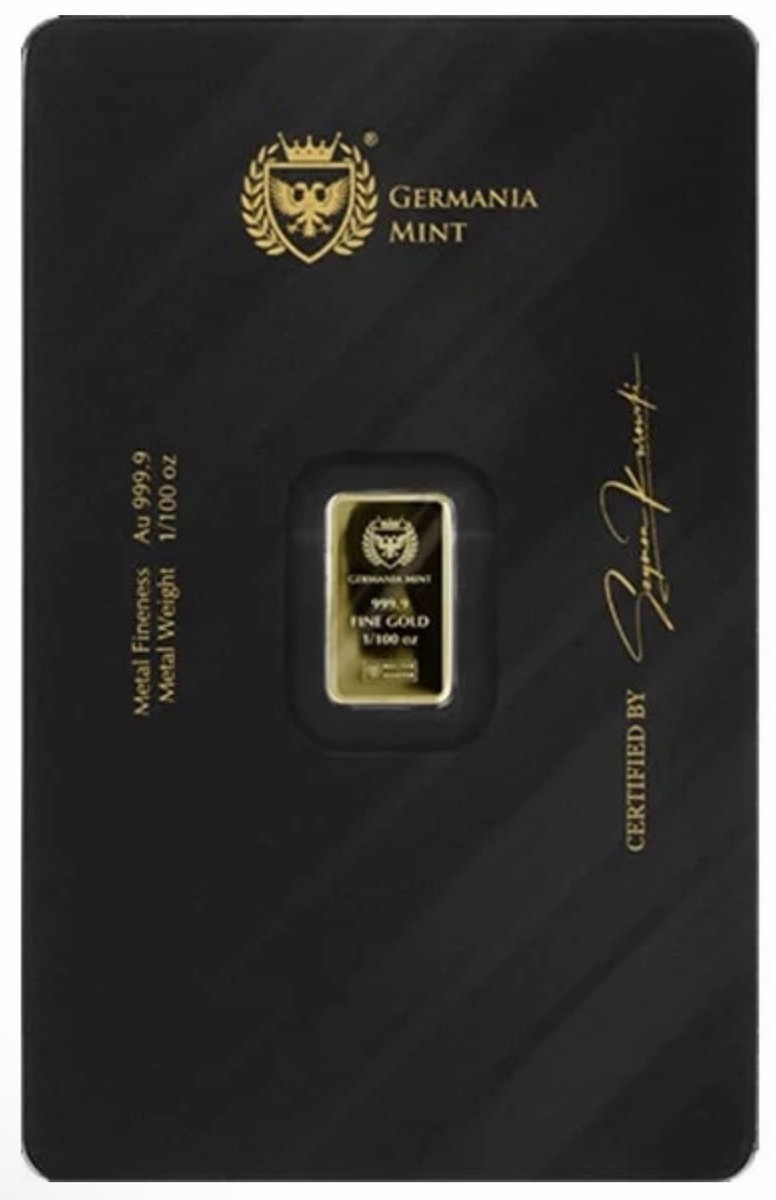 Germania 1/100 oz Gold Proof Stamped Bar In Assay | eBay