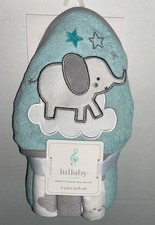 LULLABY LANE 4 Pc Bath Set ELEPHANT HOODED TOWEL WASHCLOTHS C4