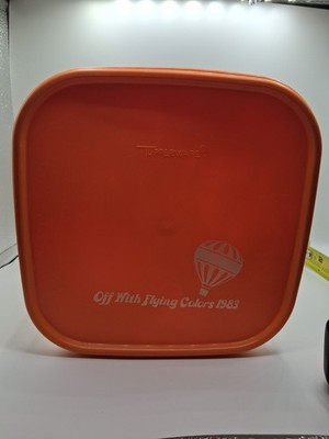 Tupperware Storage Container #1623-2 1621-1 Flying Colors 1983 With OrangeLid 5c