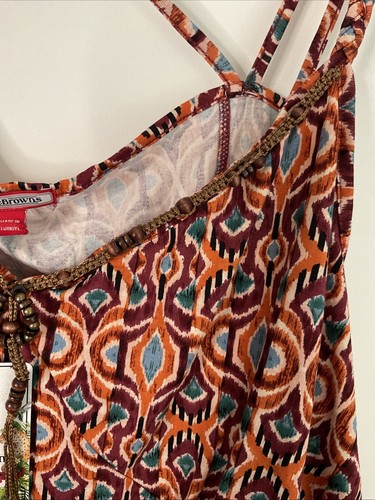 BNWT Joe Browns Aztec Size 30 /32 Aztec Scrappy Summer Beach Boho Top Beads - Picture 8 of 20
