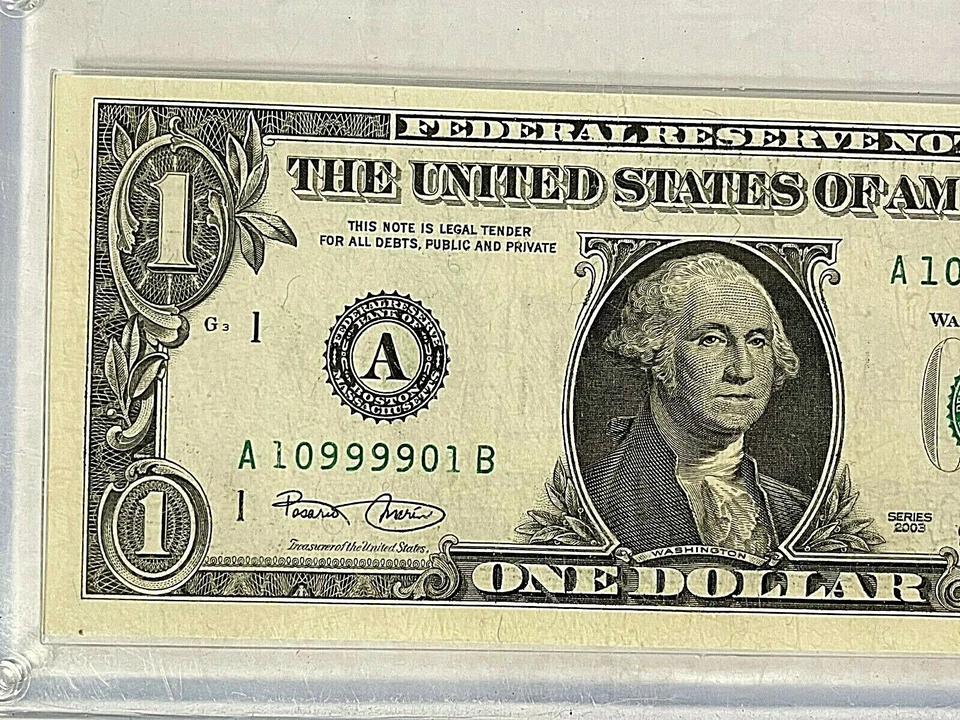 2003 GEM BU. $1 Dollar Super Outstanding Radar Bill. # ( A 10999901 B ) GEM BU. - Image 3 of 4