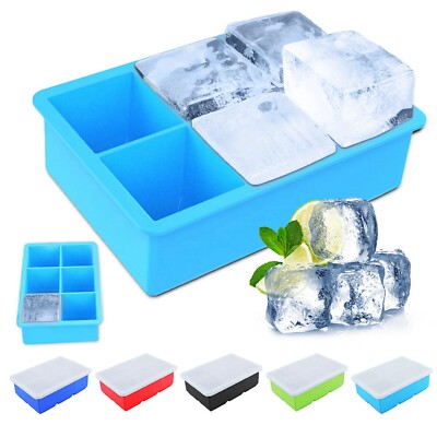 Large Size Silicone Ice Cube Molds Reusable Mold With Removable Lids for Whiskey