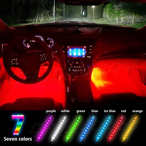 4PCS RGB Car LED Light Strip Interior Atmosphere Lamp Remote Control For Cars US
