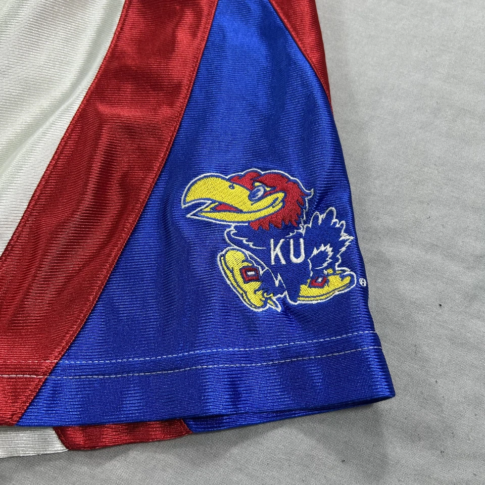 VINTAGE Nike Team Kansas Jayhawks Basketball Shorts Mens Large Dazzle Shiny 90s - Image 4 of 4