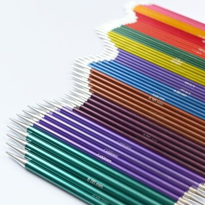 KnitPro Nadelspiel Zing Aluminium bunt beschichtet 15- 20cm alle Größen 