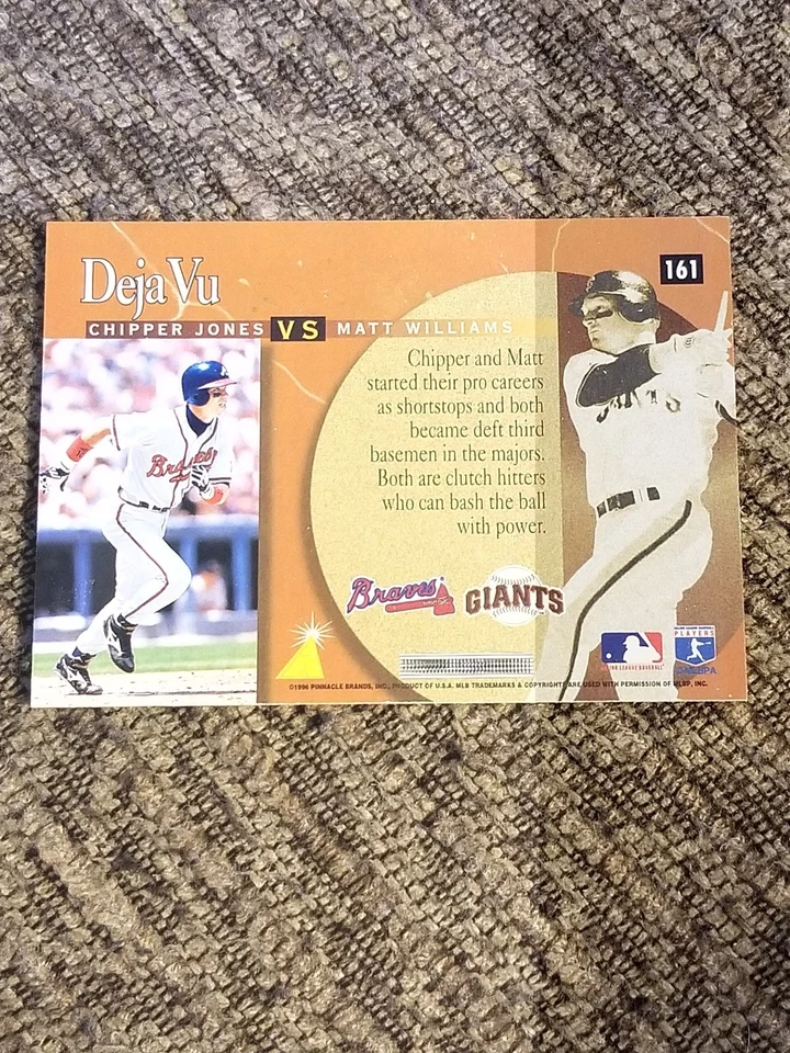 1996 Pinnacle Deja Vu Chipper Jones & Matt Williams #161. Atlanta Braves  - Image 2 of 2