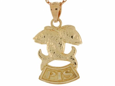 10k oder 14k Echt Gelbgold 1,38cm Fische Astrologisch Sternzeichen Charm Anhänger