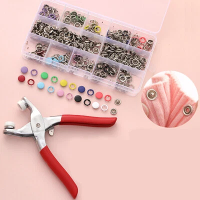Metal Press Studs Snap Button Fastener + Plier Tool Kit Clothing DIY