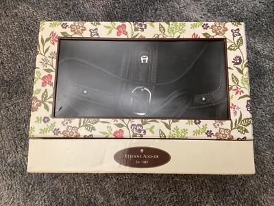 Etienne Aigner Brown Black Convertible Clutch Wallet Wristlet Purse