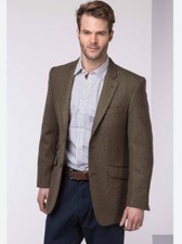 Evan Picone Mens Herringbone Silk Wool Blazer Jacket Sport Coat Size 41R BR