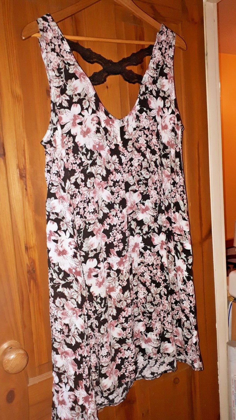 Black pink green floral & lace crinkle summer evening dress 16 Laura Scott BNWT image 2