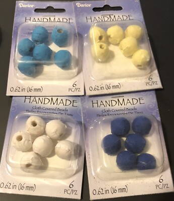 Darice Cloth Covered Beads 16mm, 24 Pieces, Mixed Lot.