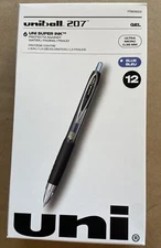 12x Uni-ball 207 Retractable Gel Pens Ultra Micro 0.38mm Point, Blue Ink 1790923